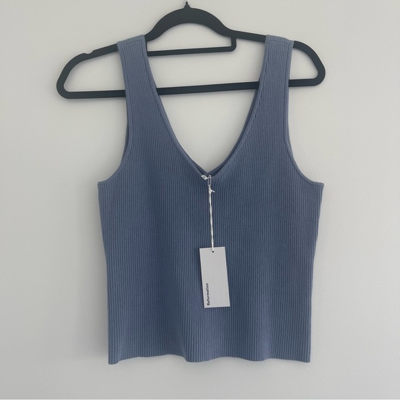 Reformation Ran Cotton Sweater Tank Viola - Picture 3 of 6